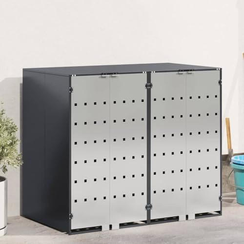 Générique Rangement de Poubelle à roulettes pour 3 poubelles Anthracite,Maison & Jardin,Produits ménagers,Accessoires pour conteneurs à déchets,Cache-conteneurs à déchets,Anthracite,47.6 KG,3394778