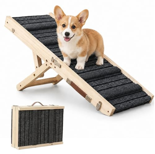 Hundtrappa för små hundar, trappa för hundar, halkfri, justerbar hundtrappa säng extra bredd för soffa, säng, bil för små hundar