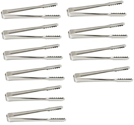 10 pinze multiuso in acciaio inossidabile per ghiaccio, caramelle e buffet, pinze per zucchero, cubetti di ghiaccio e alimenti, strumento versatile per cucina, barbecue, matrimonio, bar di caramelle