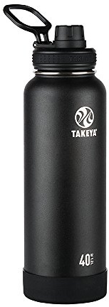 Takeya 51000 Actives Insulated Stainless Steel Water Bottle with Spout Lid, Onyx