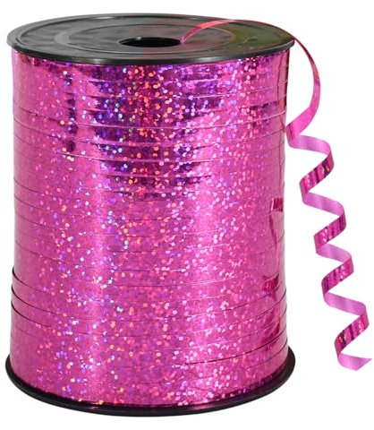 500 Yards Pink Crimped Curling Ribbon Shiny Metallic Balloon String Roll Gift Wrapping Ribbon for Party Festival Art Craft Decor Florist Flowers Decoration