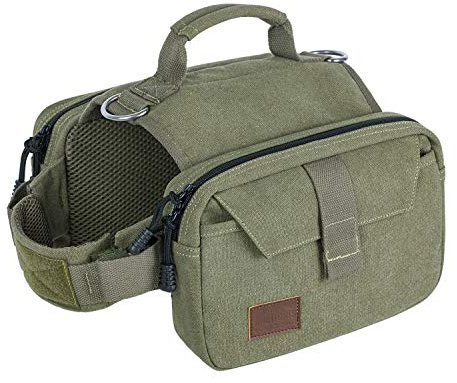 OneTigris Hoppy Camper 2,0 Hunderucksack Camping Wandern Reißen Hundebackpack für M/L Größe Hunde (L, Ranger Grün)