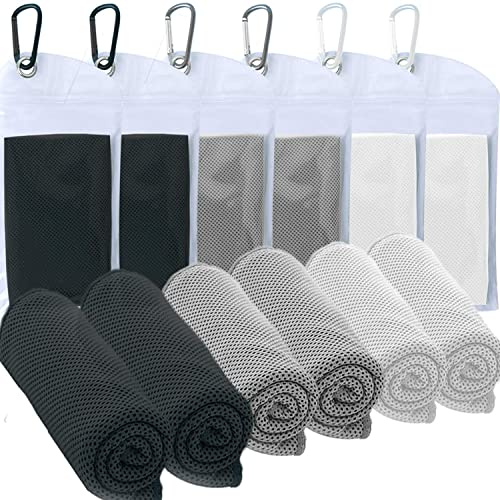 SZELAM 6 Packs Cooling Towel (40x12) - Ice Microfiber Instant Cool Towel for Yoga, Golf, Sport, Running, Gym, Workout, Camping, Fitness, Outdoor & More Activities