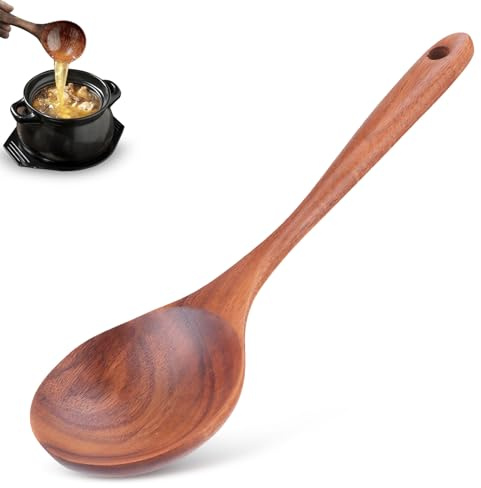 9.4 Inch Long Wooden Spoons for Cooking, Wood Mixing Spoons Teak Cooking Spoon Long Stirring Spoons Heat Resistant Wooden Spoon Sauce Spoons Wooden Serving Spoon Large Wooden Spoons for Cooking