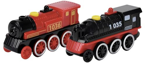 Eichhorn 100006603-1 E-Lok mit 4 Funktionen & 4-Radantrieb für hohe Zugkraft, 11 cm lang, kompatibel mit vielen Schienenbahnen, inkl. Batterie 60 min. Laufzeit, zufällige Farbauswahl!, ab 3 Jahren