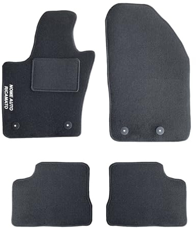 Auto Accessori Lupex | Juego de 4 Alfombrillas de Coche compatibles con 500x (2014-2025) con 4 Clips de fijación | Alfombras moldeadas de moqueta con Bordado en el Lado del Conductor