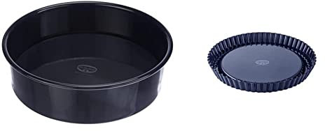 Dr. Oetker 2362 mit Hebeboden Ø 26 cm BACK-LIEBE EMAILLE & Obstkuchenform 28 cm Back-Liebe Emaille Schnitt- & Kratzfeste Backform mit Emaille & Antihaft-Beschichtung – 28er Tortenbodenform Dunkelblau