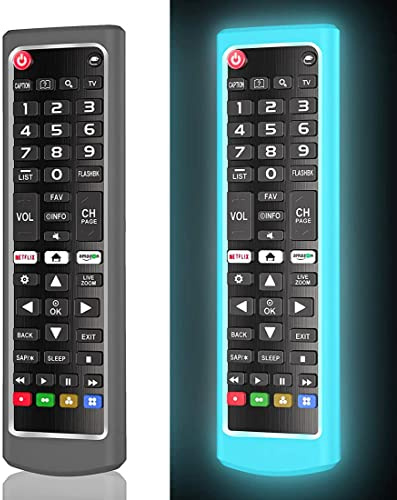 WUZUN Juego de 2 Fundas Protectoras de Silicona para LG AKB75095307 AKB75095308 AKB74915305 Control Remoto, Anti-perdida para Mando a Distancia LG Smart TV (Resplandor Azul + Negro)