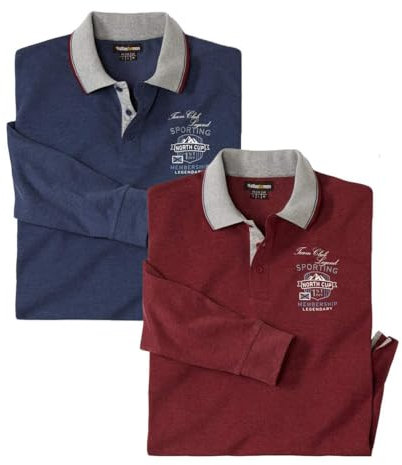 ATLAS FOR MEN - 2er-Pack Poloshirt Herren Langarm - Langarm Poloshirt Herren - Polo Langarmshirt - Herren Polo Langarmshirt - In großen Größen erhältlich