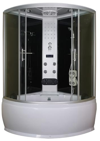 SANOTECHNIK Komplettduschkabine CUBA 130×130×229?cm – All?in?One Dampfdusche | 5?mm ESG-Glas, Dampfgenerator, 4 Massage-Düsen + 4 Rückenjets, Sitzwanne, Touch?Radio & LED, TR25