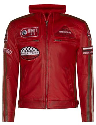 Infinity Leather Veste de Motard en Cuir Nappa Real Racing Pour Hommes