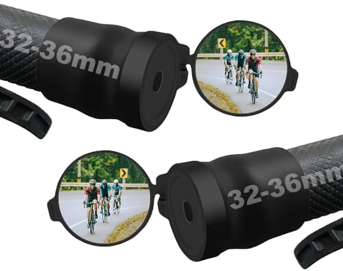 Arkham Cykelspegel för styre, mini backspegel vikbar, gummifästhylsa för styret, rattspegel 360° vridbar universell cykelspegel för mountainbike, ett par