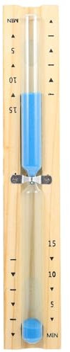 katmerio Sauna Sanduhr 15 Minuten mit blue Sand - Hitzebeständige Holz Uhr zum Drehen + 2 Edelstahl Schrauben - Sauna Zubehör