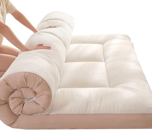 Colchón de Suelo Japonés Colchón de Futón Tapizado Colchoneta Plegable Individual Enrollable para Dormir Colchoneta para Dormir en el suelo para Dormitorios de Estudiantes, 10cm Tatami de Piso(Col