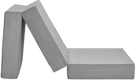 Badenia Trendline Faltbare Kord Gästematratze XXL, Komforthöhe von 15cm, 196 x 65 x 15,5 cm Liegefläche, Öko-Tex Zertifiziert, steingrau, produziert nach deutschem Qualitätsstandard