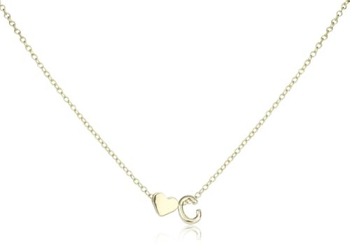 Mikovivi Collana da Donna in Oro a Forma di Cuore, Collana con Lettera Placcata in Oro a Forma di Cuore Collana con Iniziali a Cuore in Oro Regalo di Compleanno Regalo di San Valentino per Donne (C)