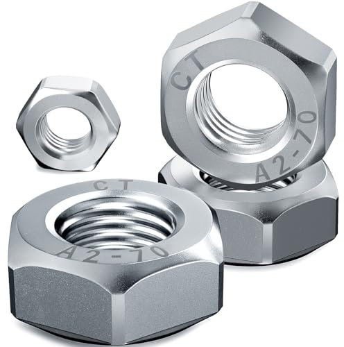 120PCS Hex Nuts M8, HOLMOL 304 Stainless Steel Nuts, DIN 934 Hexagon Nut, 8mm Stainless Steel Hex Full Nut for Lock Washers, Bolts and Screws