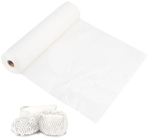 Wabenpapier Verpackungspapier,30cm*30m,Weiß,Luftpolsterfolie-Alternative für sicheren und nachhaltigen Versand,füllmaterial verpackungsmaterial,für Umzüge,Geschenkverpackungen (Weiß)