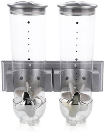 Spannmålsdispenser Väggmonterad Dispenser Spannmålsbehållare Kök Snackförvaring Burk Spannmålsförvaringsbehållare Flerfack Müslidispenser för Nötter(Silver)