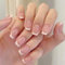 Ceboic 24 Stück Press on Nails Kurz Quadratische, Weiß Französisch Nägel zum Aufkleben Rosa Glänzend Kunstnägel Künstliche Nägel, Vollabdeckung Selbstklebende Fingernägel Fake Nails für Frauen