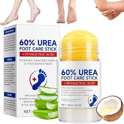 Crema Urea 60%, Crema para Pies Secos y Agrietados, Barra Reparadora Talones Agrietados, Manos y Codos, Suaviza Callos y Grietas, 40g