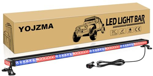 YOJZMA 49 tum 102 LED-ljus för nödsituationer i tak, blinkers säkerhetsvarningsljus med magnetisk bas för snöplogar, fordonskonstruktion (röd/blå)
