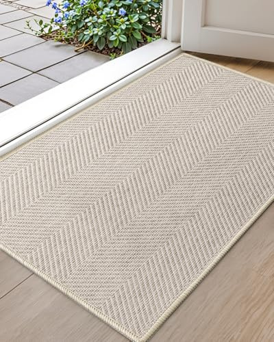 Color&Geometry Felpudo Entrada Casa 81x122cm, Antideslizante Alfombra Entrada Interior, Felpudos Lavable a máquina, Atrapa la Suciedad Ultrafino para Puerta, Pasillo, Entradas, Blanco Beige