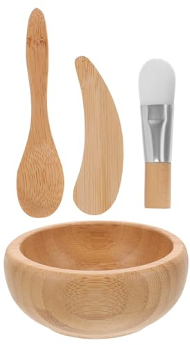 CHICAMPERA Kit de Mascarillas Faciales y Accesorios de Poliéster Cuenco de Madera para Mujer Varios estilos Herramienta Portátil para Mezclar Ingredientes DIY en Cuidado Facial