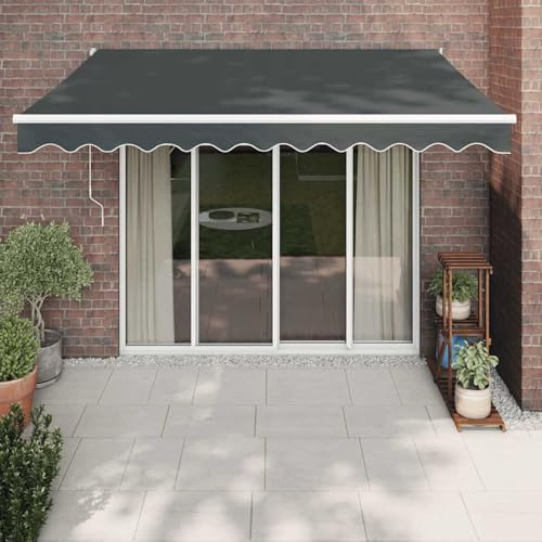 Brokky Toldo Motorizado 3 x 2.5 m Toldo Articulado Eléctrico con Mando a Distancia para Terraza, Jardín-Antracita-3 x 2.5 m-Marco Blanca