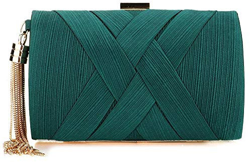LIRENSHIGE Womens Clutch Purse Ladies Prom Party Wedding Bags Designer Evening Bags, Womens Stunning Tassel Clutch Handbag Ladies Shoulder Bags (Green)