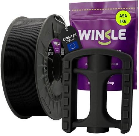 WINKLE Filamento ASA 1.75mm Nero Corvino, Bobina da 1kg, Filamento per Stampante 3D FDM, Precisione Dimensionale +/- 0.05mm, Resistente a Raggi UV e Calore, Parti Meccaniche Funzionali all'aperto