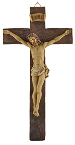 Artisan Flair Crucifix Wall Cross Resin Jesus Cross Statues Catholic Hanging Wall Decor (9.05 Inches)
