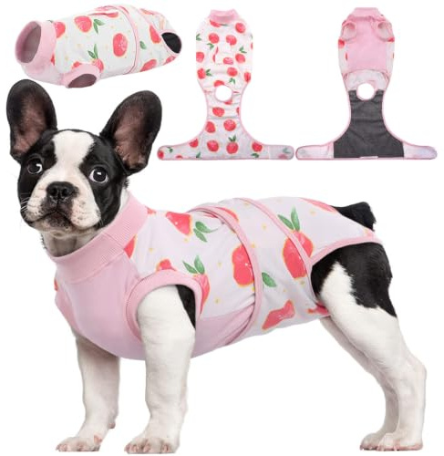 Kuoser Traje de Recuperación para Perros y Gatos Después de la Cirugía, Camisa de Recuperación Profesional para Mascotas, Vendajes para Heridas Abdominales de Perros, E-Collar & Cono Sustitutos