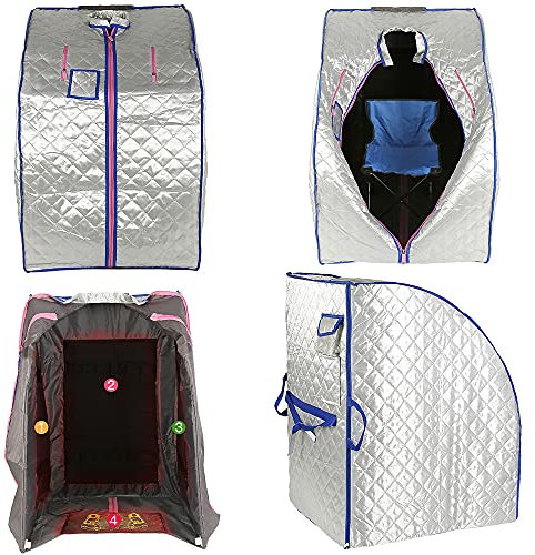 Stuga Infraröd bastu Hemma Bärbar Saunabox Hushållsbastu Mobil Torr Bastu Små, 5 Färgvariationer, Cirka 70 * 80 * 98cm (Silver)
