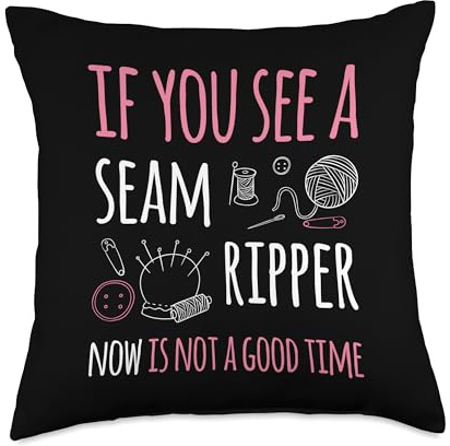Funny Sewing Gift Ideas Sewing If You See Seam Ripper Sewer Quilting Handicraft Throw Pillow, 18x18, Multicolor