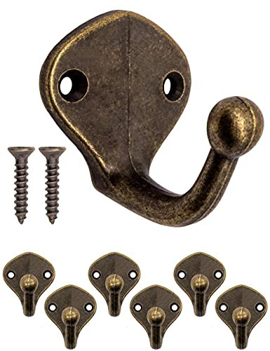 Fuxxer® 6x Antike Garderoben-Haken, Handtuch-Haken, Eisen-Haken, bronze, 6er Set