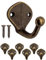 Fuxxer® 6 ganci antichi, ganci per asciugamani, ganci in ferro, bronzo, set da 6 pezzi