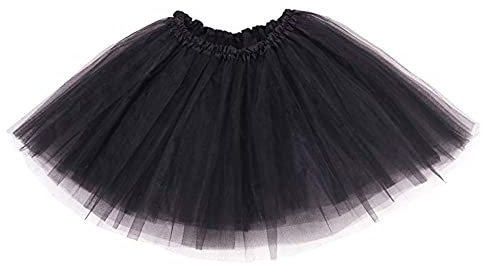 Ruiuzioong Damen Teen Tutu Rock Erwachsene Klassische Elastische 4 Schichten Tüll Tutu Rock für Dress Up Party Ballett Tanzen (Schwarz)