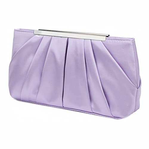 Jywmsc Bolso de noche de satén para mujer Elegante bolso de mano de noche plisado de satén para mujer Bolso de boda de plata