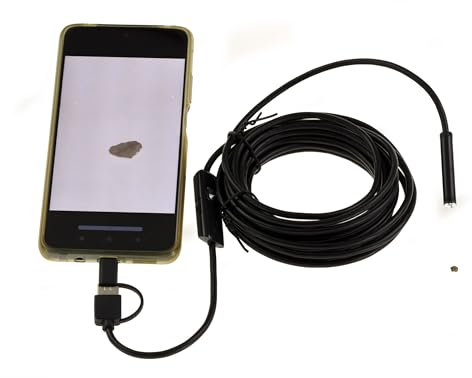 KALEA-INFORMATIQUE Telecamera endoscopica per Mac PC e Smartphone. Sensore da 7 mm con illuminazione a LED. Cavo flessibile impermeabile IP67, lunghezza 5 m