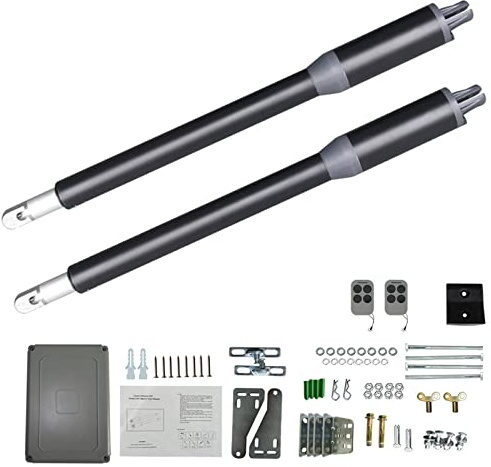 LIYUANJUN Automatic Gate Opener, Electric Gate Opener Kit with 2 Remote Control Max Single Leaf Weight 150KG/330Lbs Dual Swing Gate Opener Security System 110V 24V DC 250RPM Motor Speed