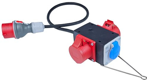 RoadEu - Distributeur de Courant avec Sorties CEE - Répartiteur de Courant de Chantier 380V et 230V 16A - Répartiteur Mobile, câble en Caoutchouc 0,5 m - Prise CEE 5 pôles