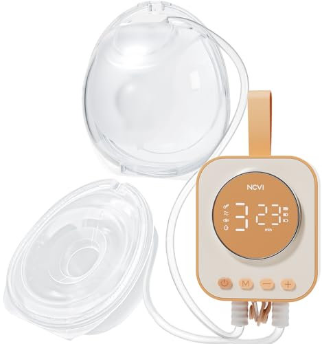 NCVI Milchpumpe Elektrisch Tragbar Freihändig, 4 Modi und 9 Stufen, Doppelpumpe kombiniert mit starkem Motor und tragbaren Bechern, 21/24/28 mm Flansche, leicht und geräuscharm, orange