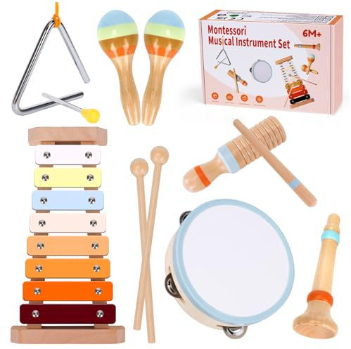 Kinderspielzeug ab 1 Jahre Musikinstrumente für Kinder ab 1 2 3 Jahr Holzspielzeug Trommel Xylophone für Kinder ab 1-5 Jahr Baby Montessori Musikspielzeug ab 1-5 Jahr Geschenk für Mädchen Jungen ab 1