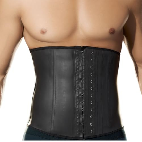 JPXJGT Hombre Fajas Reductoras Moldeadora Waist Trainer Corset Reductor Cinturón Abdomen Colombiana Corsé(Black,S)