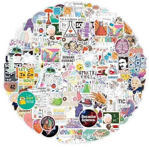 CVFRTT 100 Adesivi da Laboratorio Scientifico, Adesivi Graffiti Personalizzati, Adesivi Decorativi per Desktop con Tazze per Notebook Fai da Te, Decorazioni Adesive Scientifiche