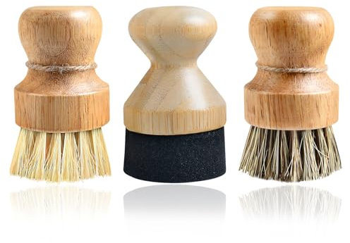 LEONTOOL 3 Pcs Cutting Board Oil Wax Applicator and Scrub Brush Set Natural Bamboo Wood Applicator for Mineral Oil Boards, Wooden Butcher Blocks, Spatulas, Spoons, Wooden Worktops, Utensil Care