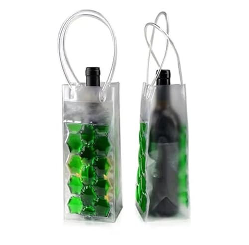 Borsa per vino ghiacciato, borsa termica per vino in gel, borsa refrigerante per bottiglie di vino in gel, per vino, birra, champagne, bevande, bottiglia di raffreddamento in PVC trasparente