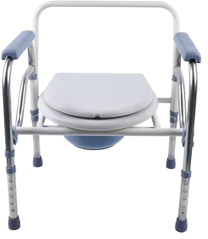 PRMTYUP Chaises De Toilette, Siège De Douche De Toilette, Siège De Douche Pliable, Chaise Percée pour Personnes Âgées pour Adultes, Capacité De Charge Jusqu'à 150 Kg,Bleu