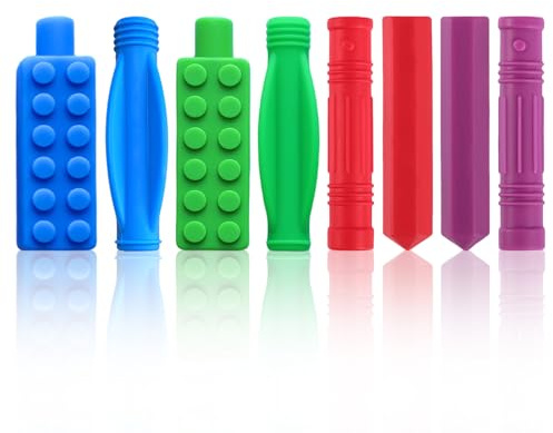 RUIOMII 8 Stück Kaustift Stifte aus Silikon, Stift Aufsatz Kauen Dicke Stifte für Autistik, ADHS, Oralmotorik